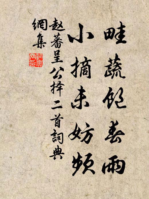 赵蕃畦蔬饱春雨，小摘未妨频书法作品欣赏