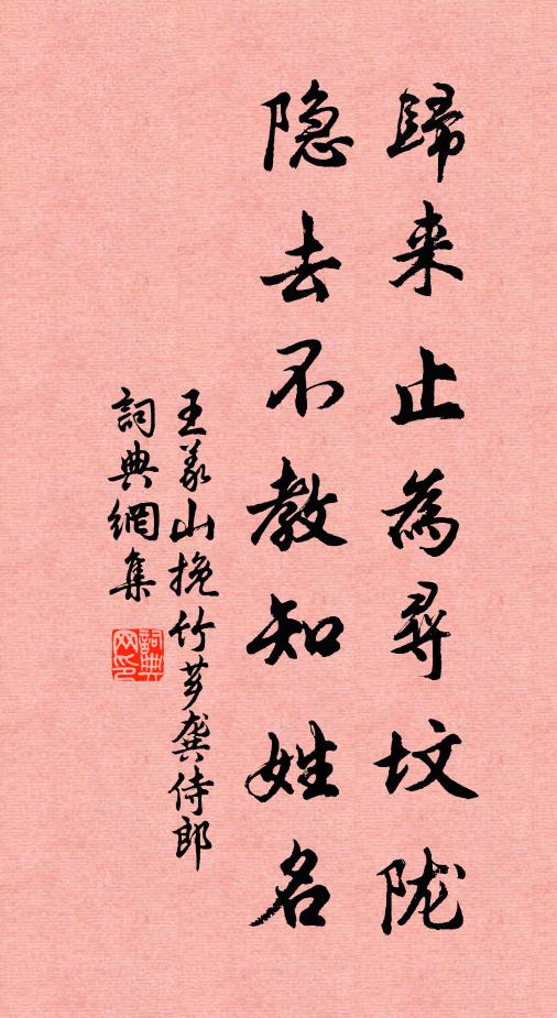 王义山归来止为寻坟陇，隐去不教知姓名书法作品欣赏