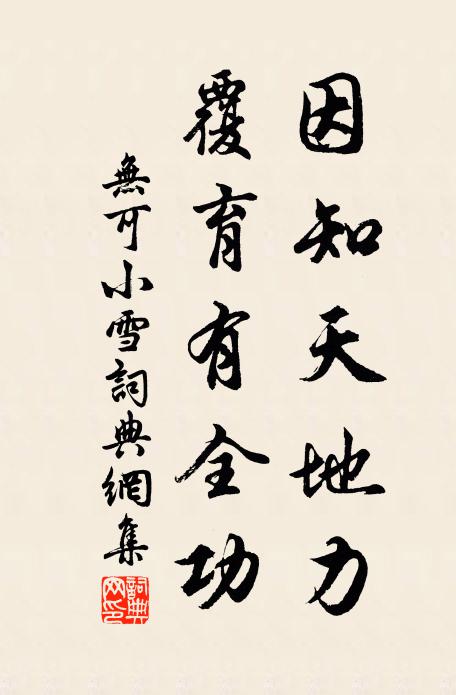 无可因知天地力，覆育有全功书法作品欣赏