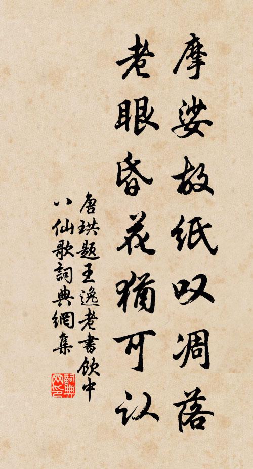唐珙摩娑故纸叹凋落，老眼昏花犹可认书法作品欣赏