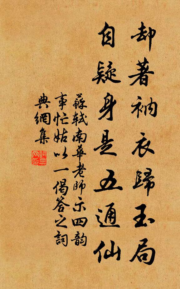 苏轼却著衲衣归玉局，自疑身是五通仙书法作品欣赏