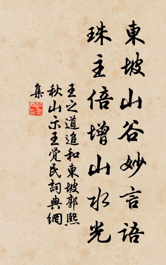 王之道东坡山谷妙言语，珠主倍增山水光书法作品欣赏