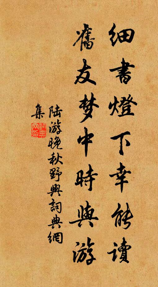 陆游细书灯下幸能读，旧友梦中时与游书法作品欣赏