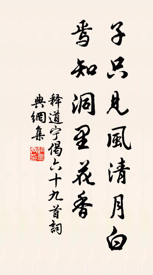 释道宁子只见风清月白，焉知洞里花香书法作品欣赏