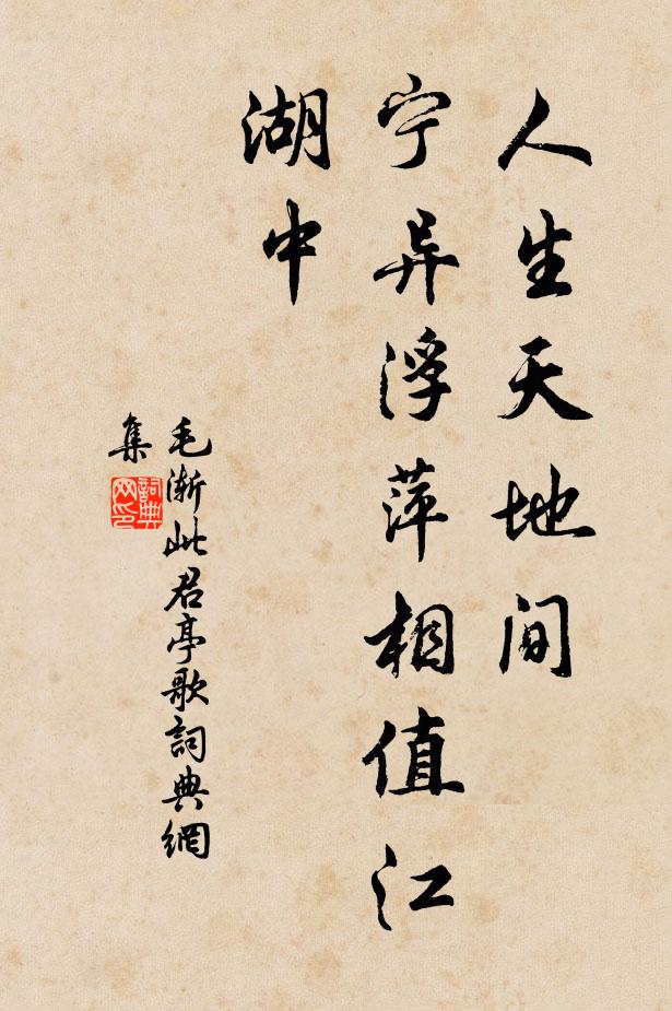 毛渐人生天地间，宁异浮萍相值江湖中书法作品欣赏