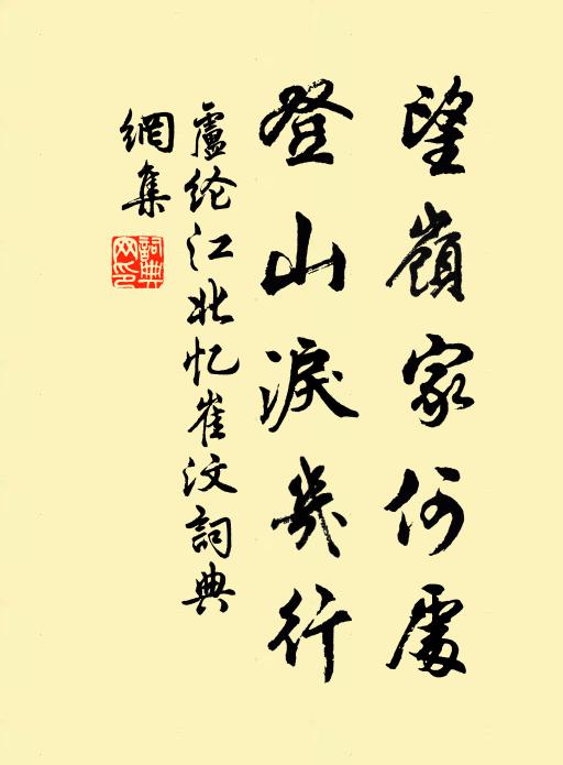 卢纶望岭家何处，登山泪几行书法作品欣赏