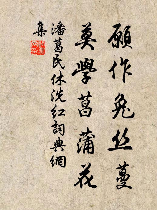 潘葛民愿作兔丝蔓，莫学菖蒲花书法作品欣赏