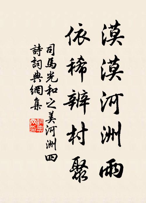 司马光漠漠河洲雨，依稀辨村聚书法作品欣赏