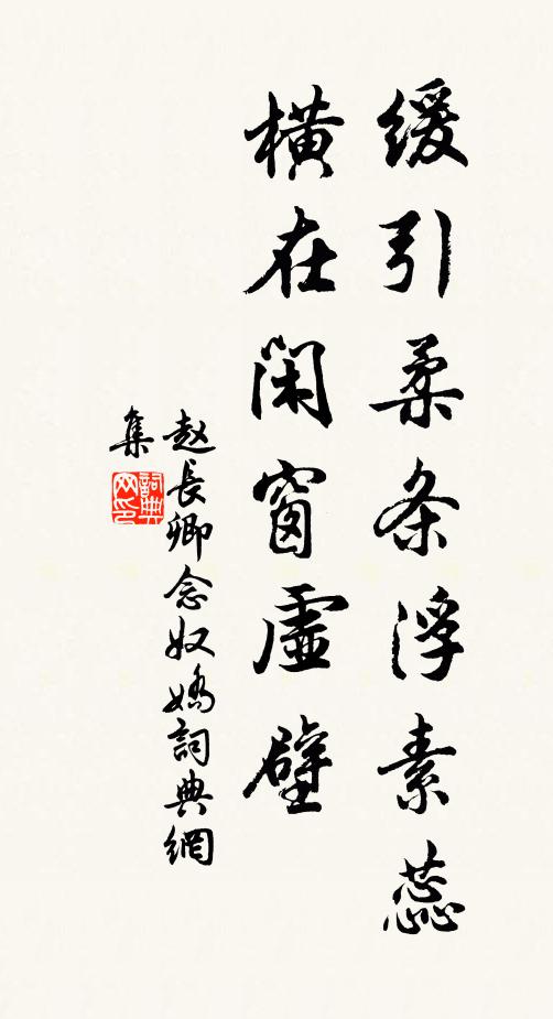 赵长卿缓引柔条浮素蕊，横在闲窗虚壁书法作品欣赏