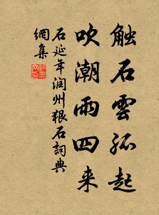 石延年触石云孤起，吹潮雨四来书法作品欣赏