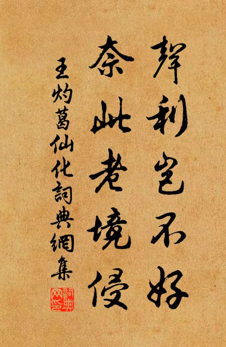 王灼声利岂不好，奈此老境侵书法作品欣赏