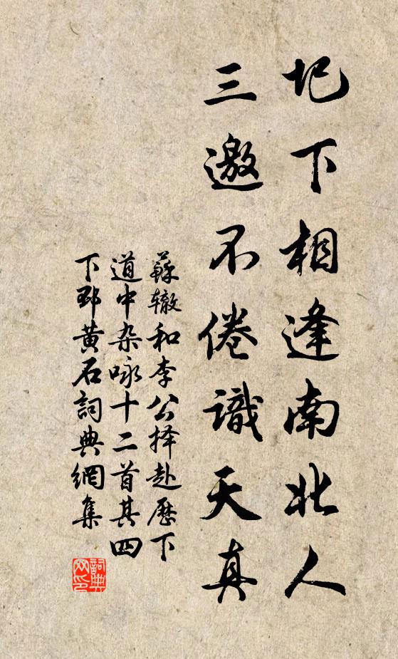 苏辙圯下相逢南北人，三邀不倦识天真书法作品欣赏