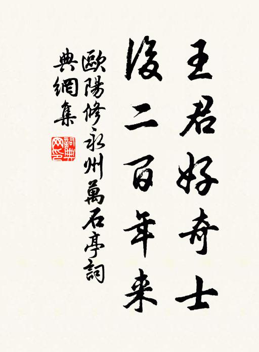 欧阳修王君好奇士，后二百年来书法作品欣赏