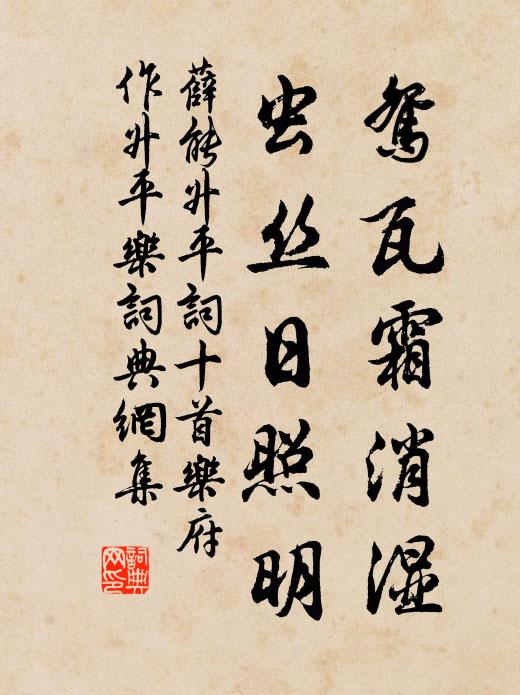 薛能鸳瓦霜消湿，虫丝日照明书法作品欣赏