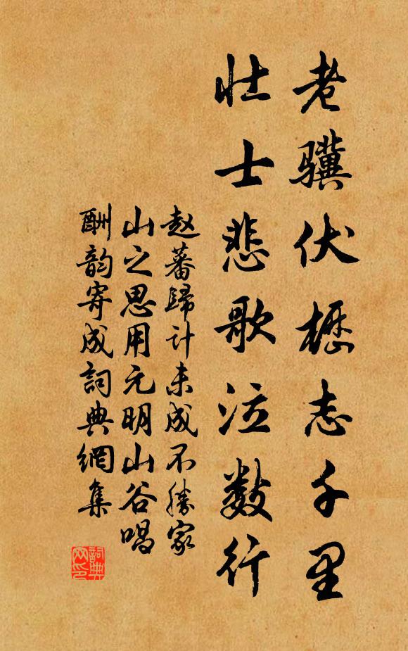 赵蕃老骥伏枥志千里，壮士悲歌泣数行书法作品欣赏