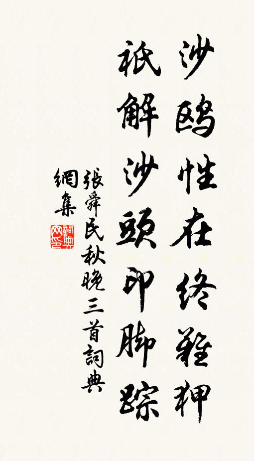 张舜民沙鸥性在终难狎，祇解沙头印脚踪书法作品欣赏