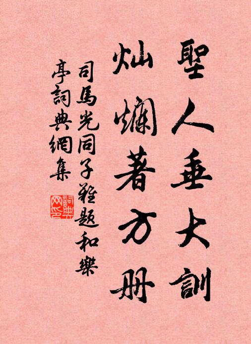 司马光圣人垂大训，灿烂著方册书法作品欣赏