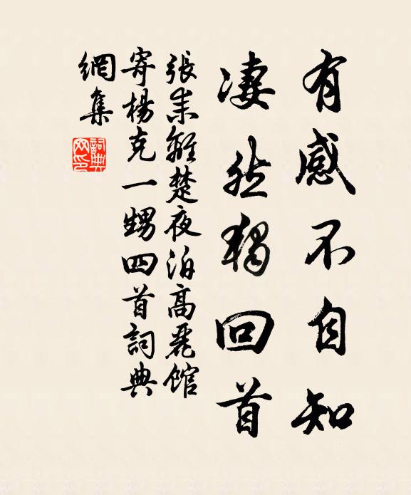 张耒有感不自知，凄然独回首书法作品欣赏