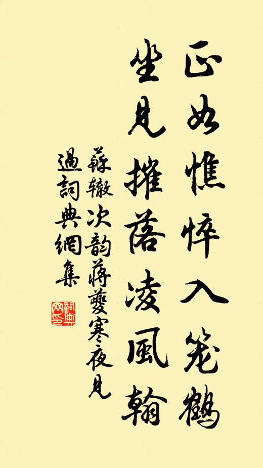 苏辙正如憔悴入笼鹤，坐见摧落凌风翰书法作品欣赏
