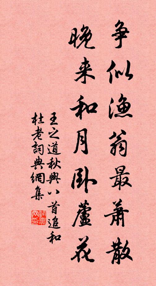王之道争似渔翁最萧散，晚来和月卧芦花书法作品欣赏