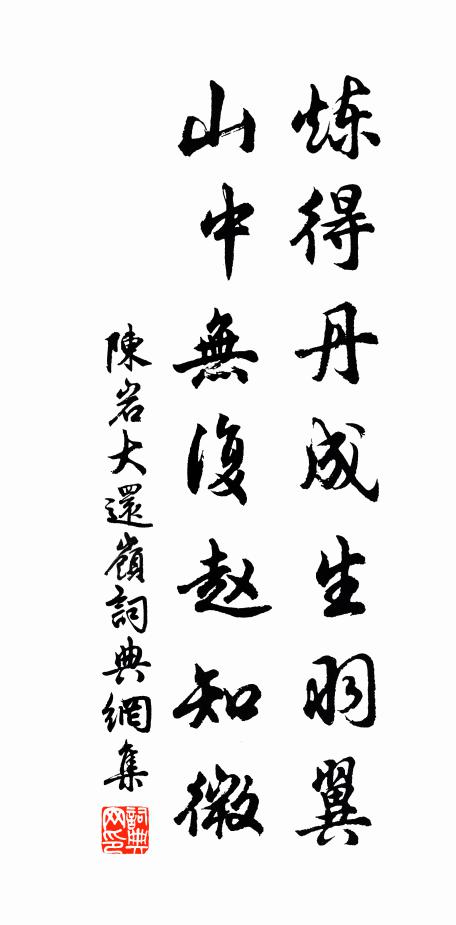 陈岩炼得丹成生羽翼，山中无复赵知微书法作品欣赏
