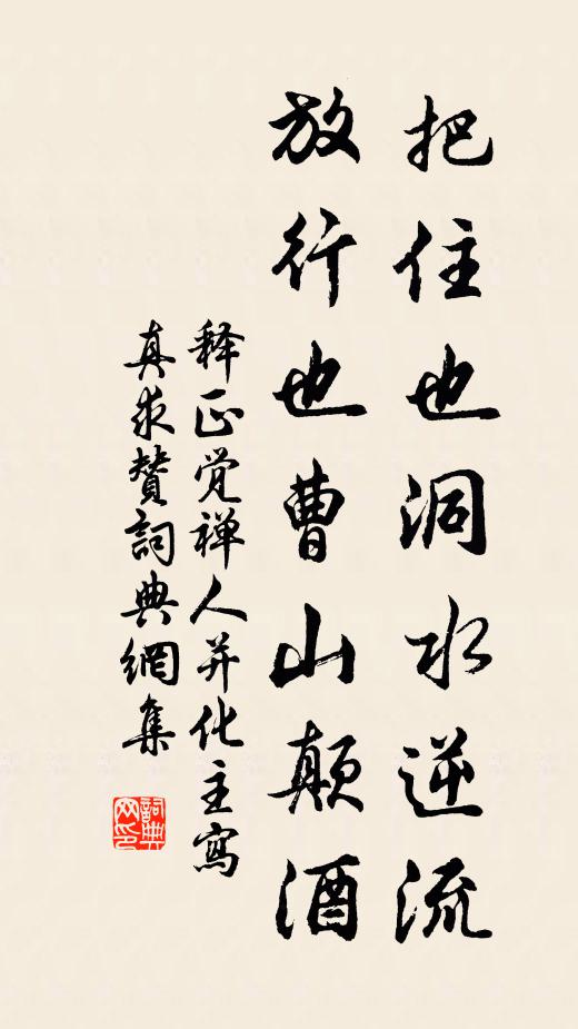 释正觉把住也洞水逆流，放行也曹山颠酒书法作品欣赏
