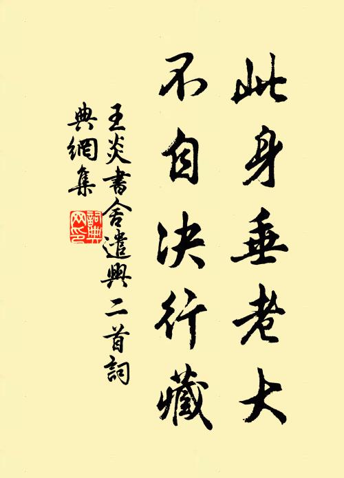 王炎此身垂老大，不自决行藏书法作品欣赏