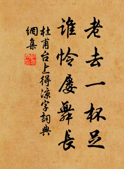 杜甫老去一杯足，谁怜屡舞长书法作品欣赏
