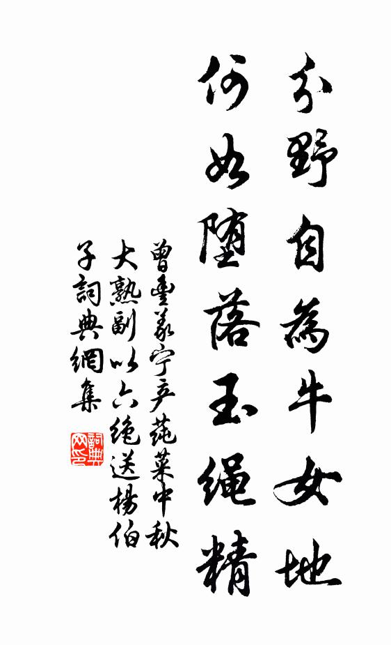 曾丰分野自为牛女地，何如堕落玉绳精书法作品欣赏