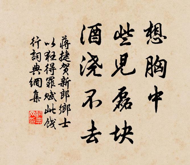蒋捷想胸中、些儿磊块，酒浇不去书法作品欣赏