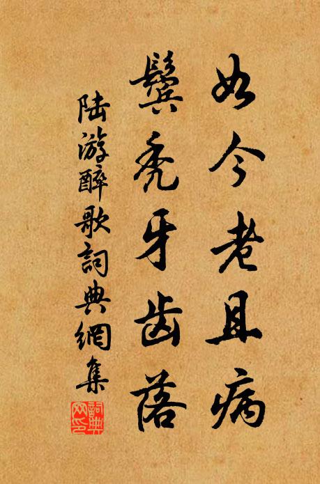 陆游如今老且病，鬓秃牙齿落书法作品欣赏