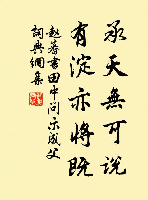赵蕃承天无可说，有淀亦将既书法作品欣赏