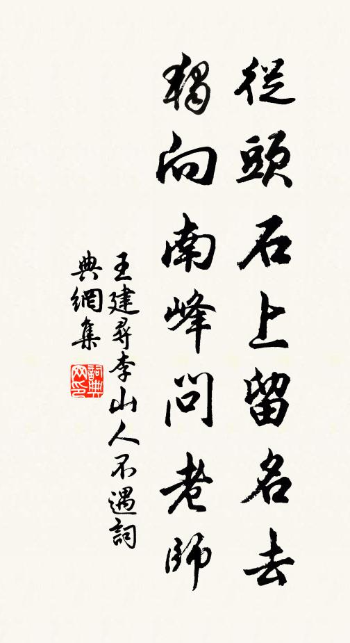 王建从头石上留名去，独向南峰问老师书法作品欣赏