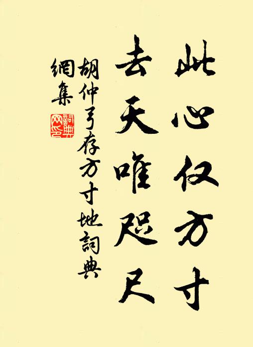 胡仲弓此心仅方寸，去天唯咫尺书法作品欣赏