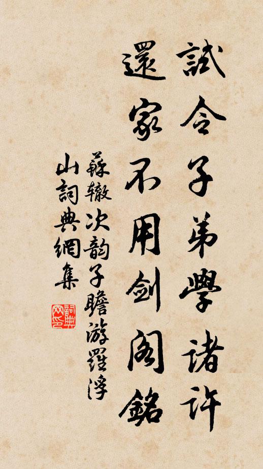 苏辙试令子弟学诸许，还家不用剑阁铭书法作品欣赏