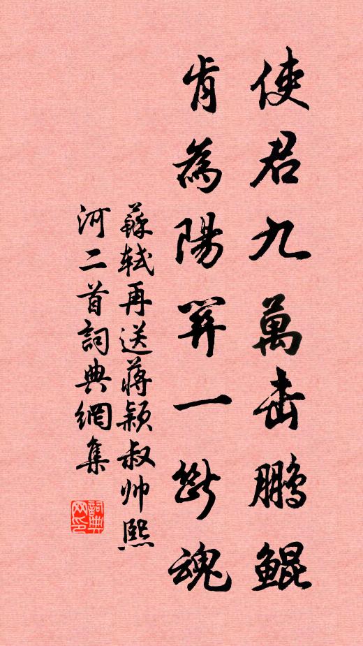 苏轼使君九万击鹏鲲，肯为阳关一断魂书法作品欣赏