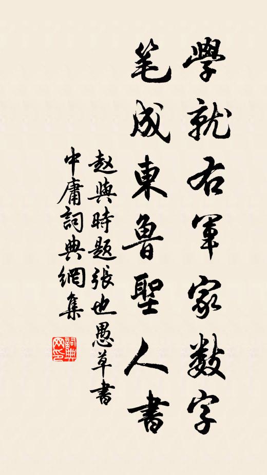赵与时学就右军家数字，笔成东鲁圣人书书法作品欣赏