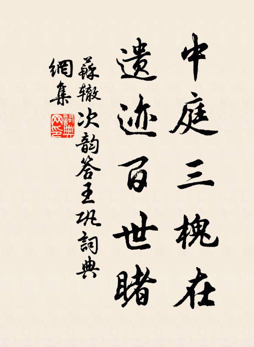 苏辙中庭三槐在，遗迹百世睹书法作品欣赏
