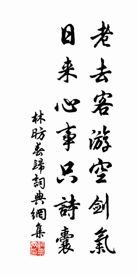 林昉老去客游空剑气，日来心事只诗囊书法作品欣赏