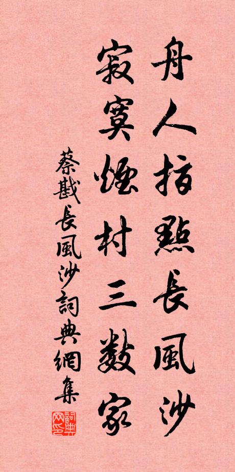 蔡戡舟人指点长风沙，寂寞烟村三数家书法作品欣赏