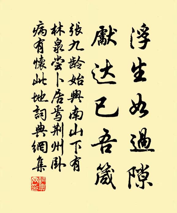 张九龄浮生如过隙，先达已吾箴书法作品欣赏