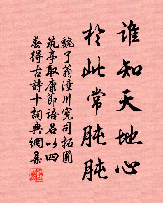 魏了翁谁知天地心，於此常肫肫书法作品欣赏