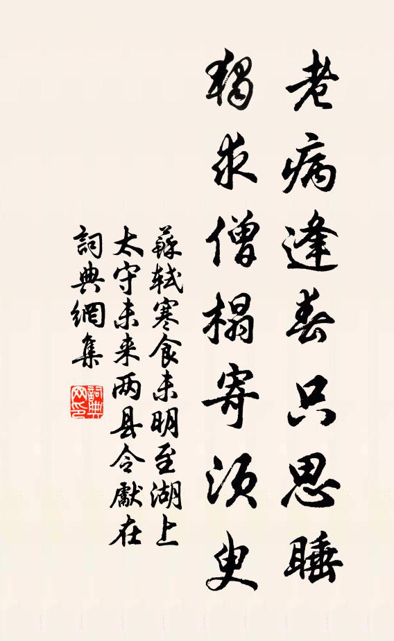 苏轼老病逢春只思睡，独求僧榻寄须臾书法作品欣赏