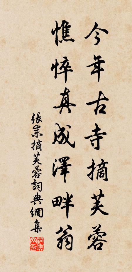 张耒今年古寺摘芙蓉，憔悴真成泽畔翁书法作品欣赏