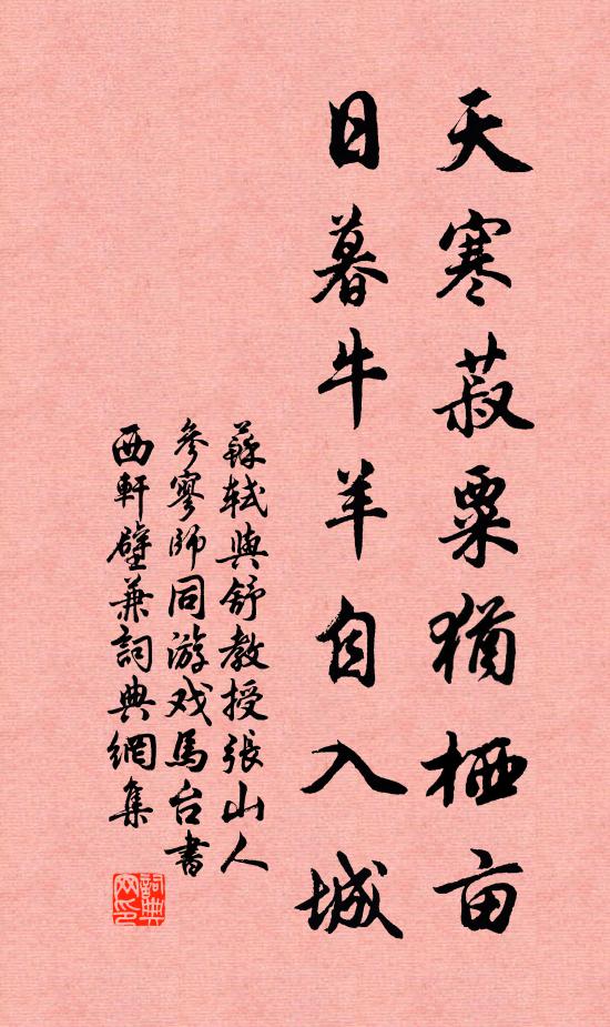 苏轼天寒菽粟犹栖亩，日暮牛羊自入城书法作品欣赏