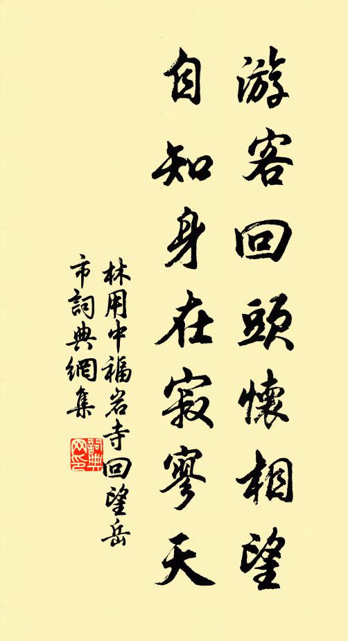 林用中游客回头怀相望，自知身在寂寥天书法作品欣赏