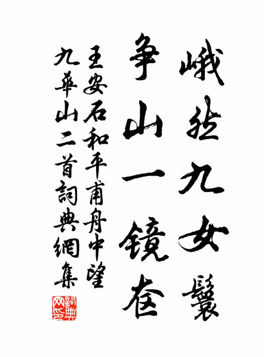 王安石峨然九女鬟，争山一镜奁书法作品欣赏