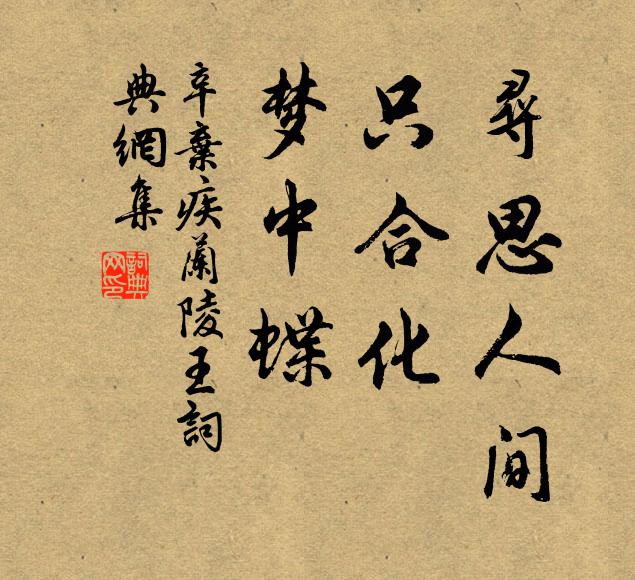 辛弃疾寻思人间，只合化，梦中蝶书法作品欣赏
