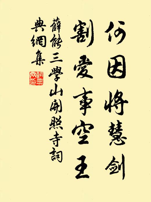 薛能何因将慧剑，割爱事空王书法作品欣赏