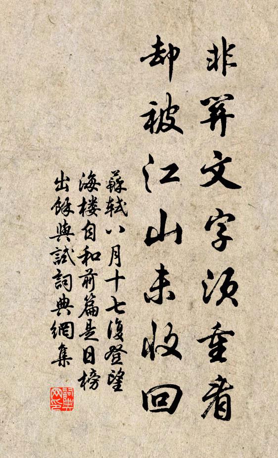 苏轼非关文字须重看，却被江山未收回书法作品欣赏